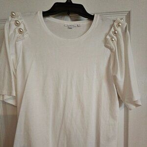SPECIAL $20.00 Chicos white tee with Pearl sleeves